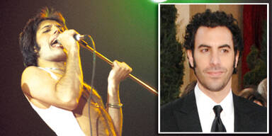 Freddie Mercury (l.) & Sacha Baron Cohen (r)