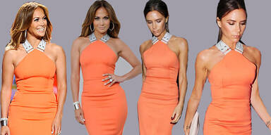 Ein Kleid an zwei Superstars