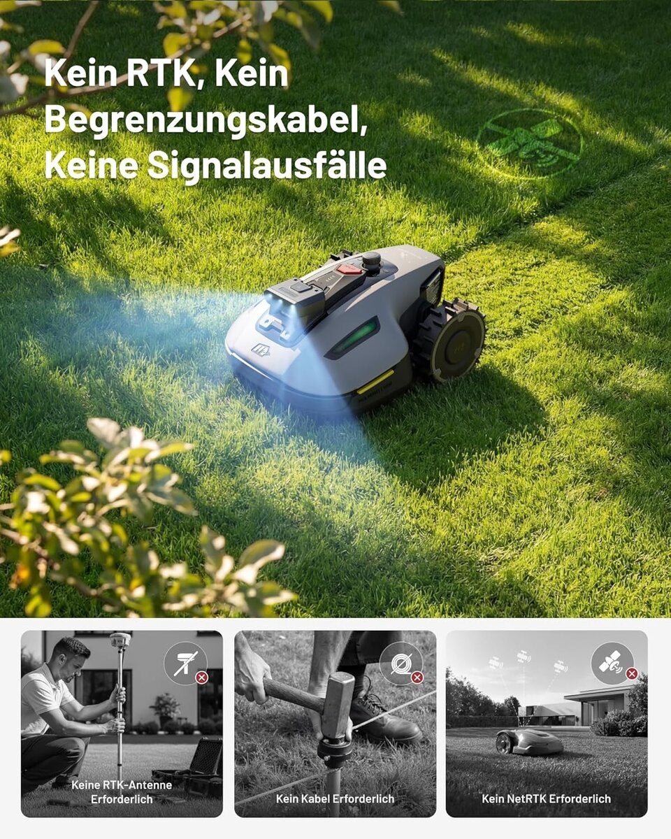 MAMMOTION YUKA mini 2 500 Mähroboter ohne Begrenzungskabel mit Garage, Empf. 500 m², Kein RTK, Kein Signalabbruch, KI TrueVision-Navigation, Auto-Mehrzonen-Kartierung, DropMow, 45% Steigung,4.5Ah-Akku 
