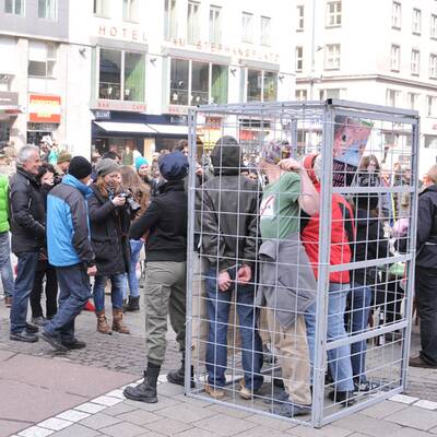 Pelzgegner demonstrieren am Stephansplatz