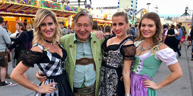 Lugner mit "wilden Löwinnen" auf der Wiesn