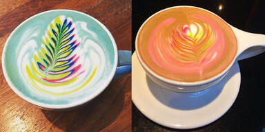 Caf&shy;f&egrave; Lat&shy;te im Regenbogen-Look