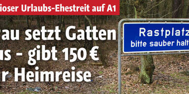 Frau setzt Ehemann auf Parkplatz aus