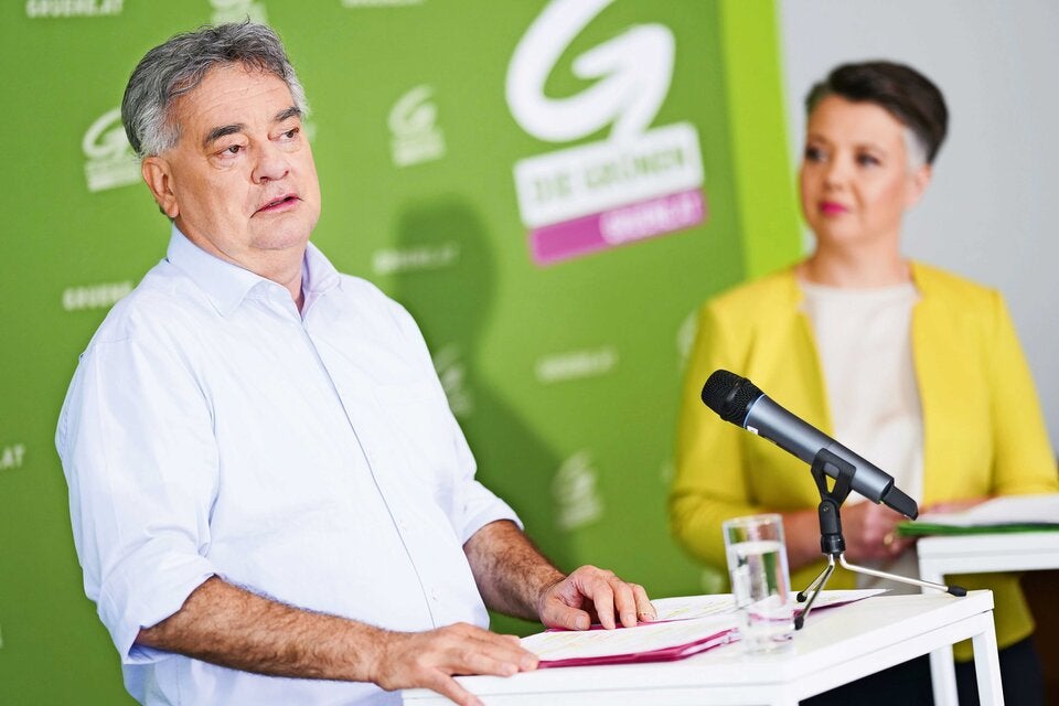 Vizekanzler Werner Kogler (Grüne) und Generalsekretärin Olga Voglauer