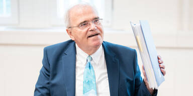 Ex-Justizminister Wolfgang Brandstetter am Donnerstag, 07. August 2025, vor Prozessbeginn am Wiener Landesgericht wegen falscher Zeugenaussage.&nbsp;