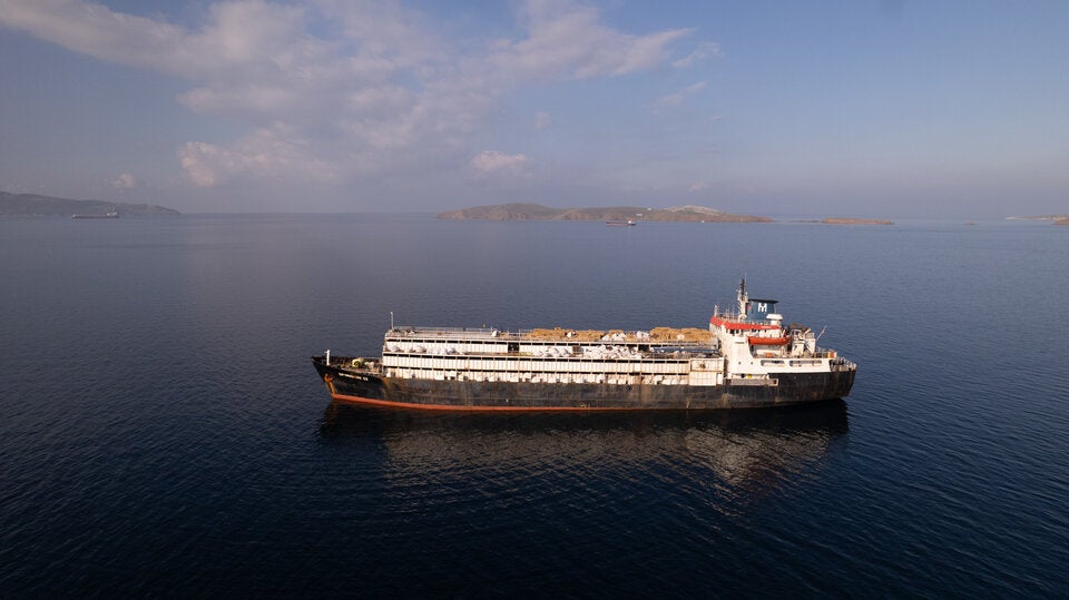 Blick auf den Viehtransporter 