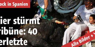 40 Verletzte nach 10-Meter-Stier-Sprung
