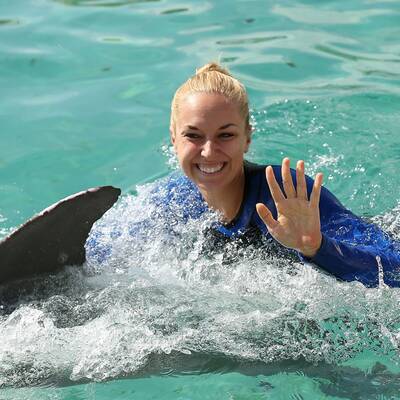 Tennis-Stars spielen in Miami mit Delfinen