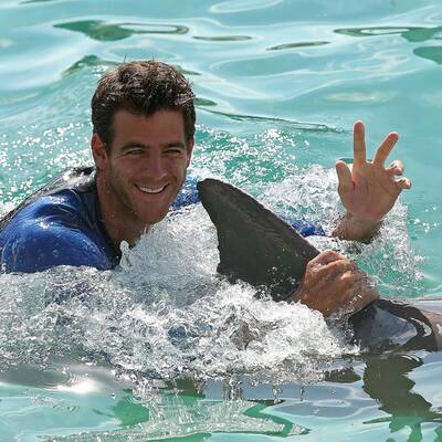 Tennis-Stars spielen in Miami mit Delfinen