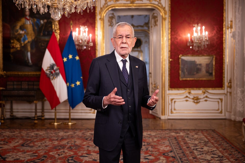 Van der Bellen während der Aufzeichnung seiner TV-Ansprache zum Nationalfeiertag