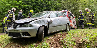 Frau und Kind &uuml;berleben Auto-&Uuml;berschlag