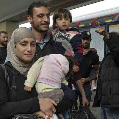 Flüchtlinge am Westbahnhof in Wien