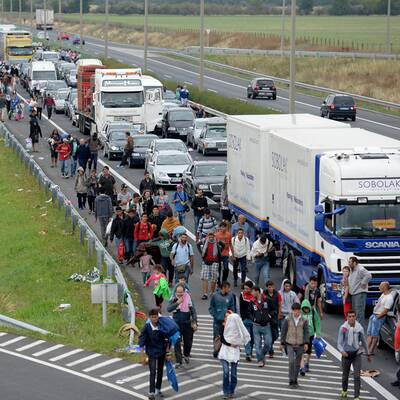 Flüchtlinge am Westbahnhof in Wien