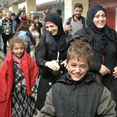 Flüchtlinge am Westbahnhof in Wien