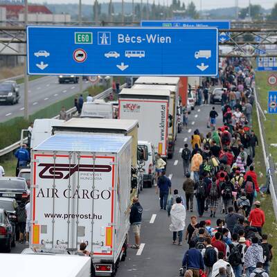 Flüchtlinge am Westbahnhof in Wien