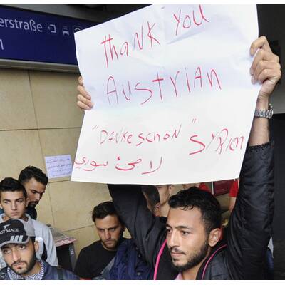 Flüchtlinge am Westbahnhof in Wien