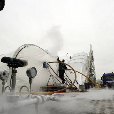 Mitten auf der Donauinsel:  Die Fridge-Festival Schanze