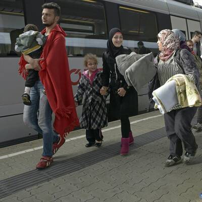 Flüchtlinge am Westbahnhof in Wien