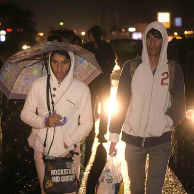 Flüchtlinge am Westbahnhof in Wien