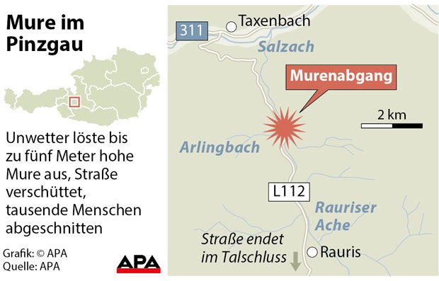 Murenabgang: 5.000 Menschen eingeschlossen
