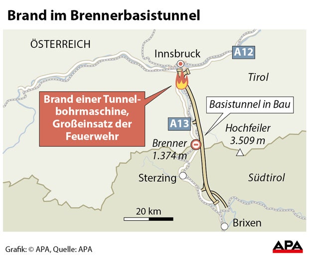 Brand: Fehlalarm im Brennerbasistunnel