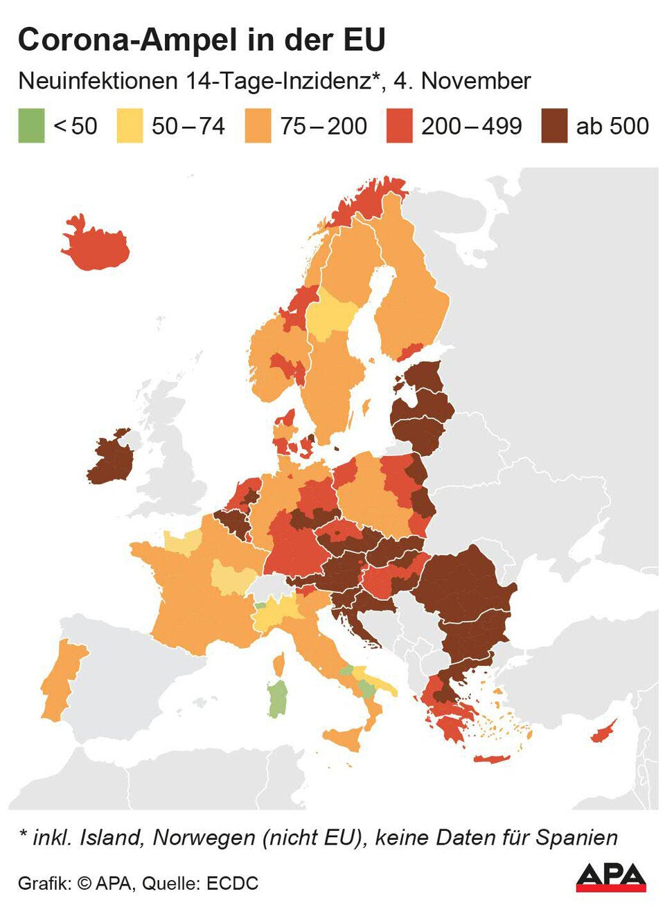Ländervergleich: Österreich bei Infektionen im Spitzenfeld