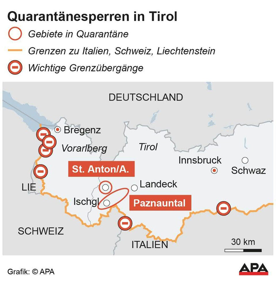 Paznauntal und St. Anton am Arlberg unter Quarantäne gestellt