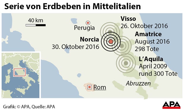 Schweres Beben erschüttert erneut Mittelitalien