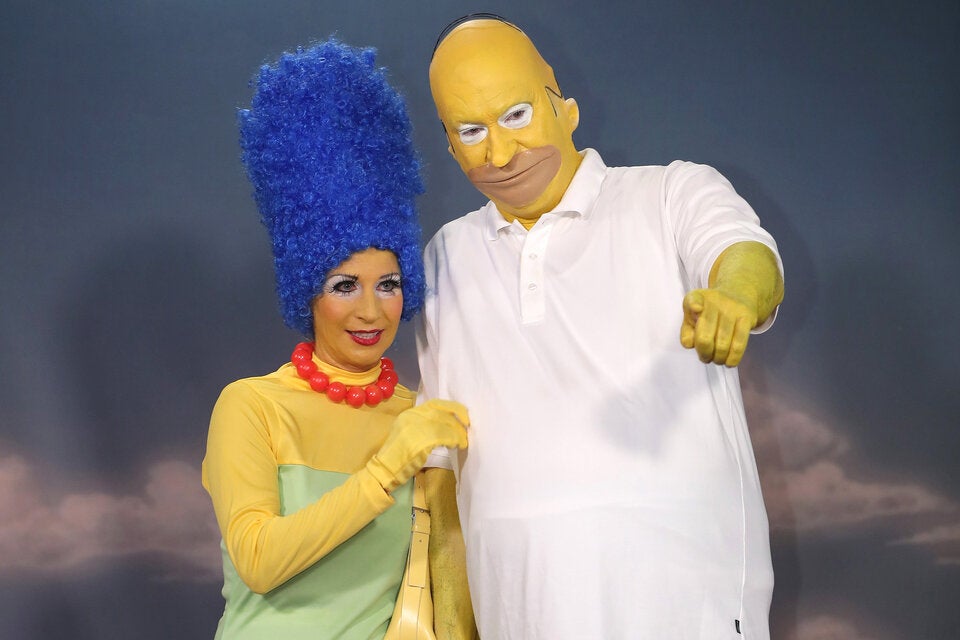 Markus Söder und seine Frau Karin 2017 als Homer und Marge Simpson
