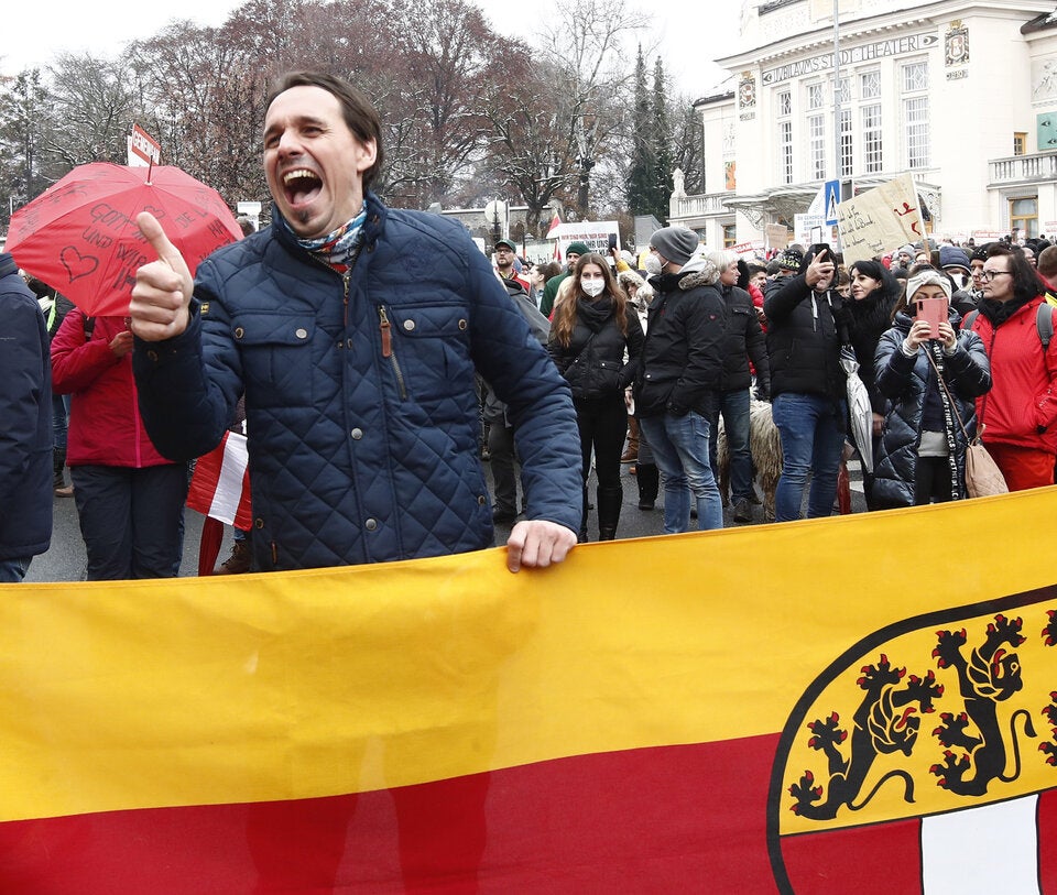 Ex-Mandatar Martin Rutter bei einer Demonstration gegen die Corona-Maßnahmen in Kärnten.