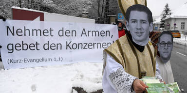 Protestaktion vor Regierungsklausur in Mauerbach