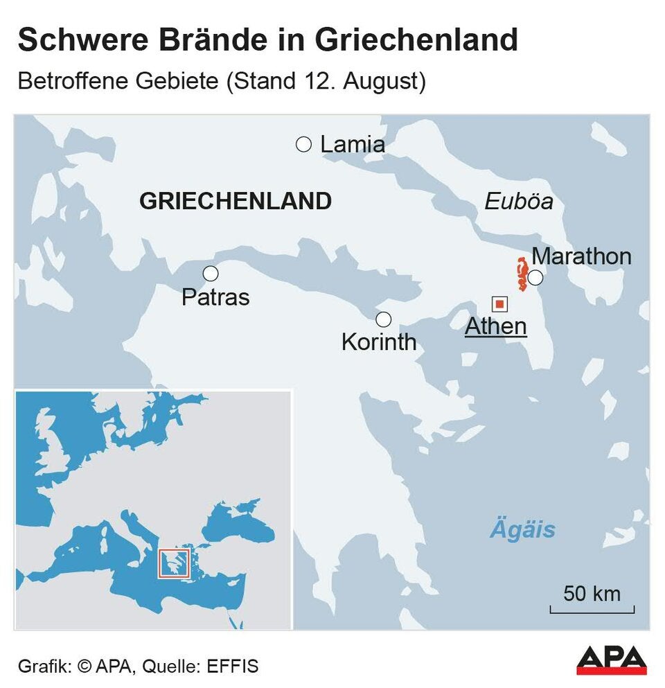 Grafik Waldbrände Griechenland