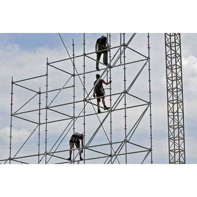 Aufbauarbeiten zum Donauinselfest 2014