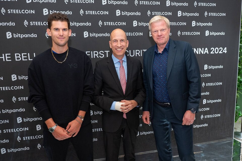 Dominic Thiem, Wirtschaftsminister Martin Kocher und Oli Kahn 