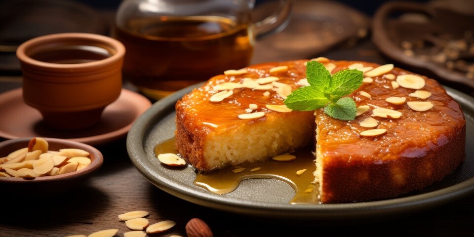 Grieß-Orangen-Torte.