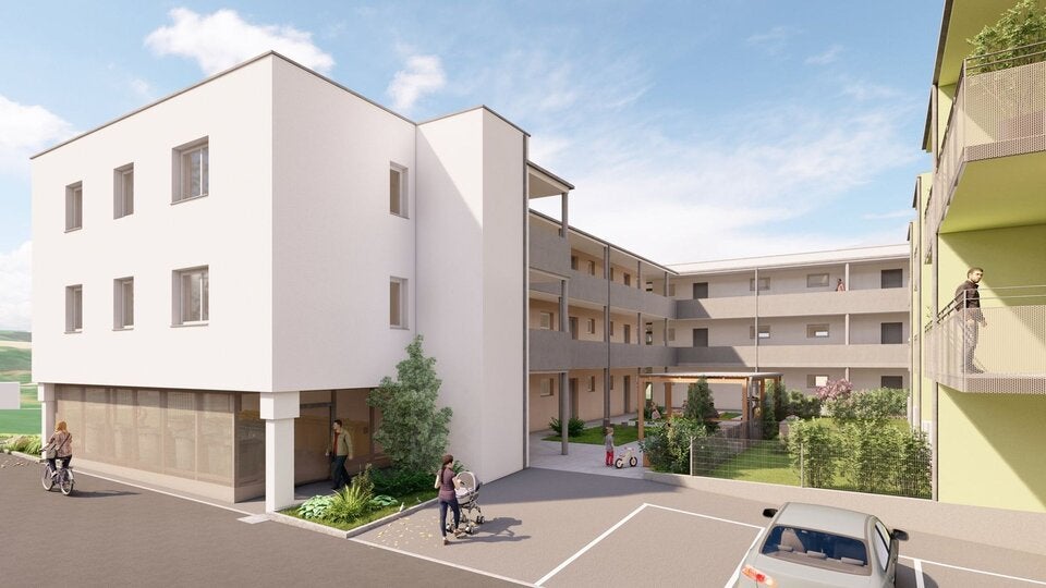 Laubengang im neuen Wohnprojekt Ardagger