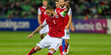 Teamstürmer Marko Arnautovic bei einem Schuss