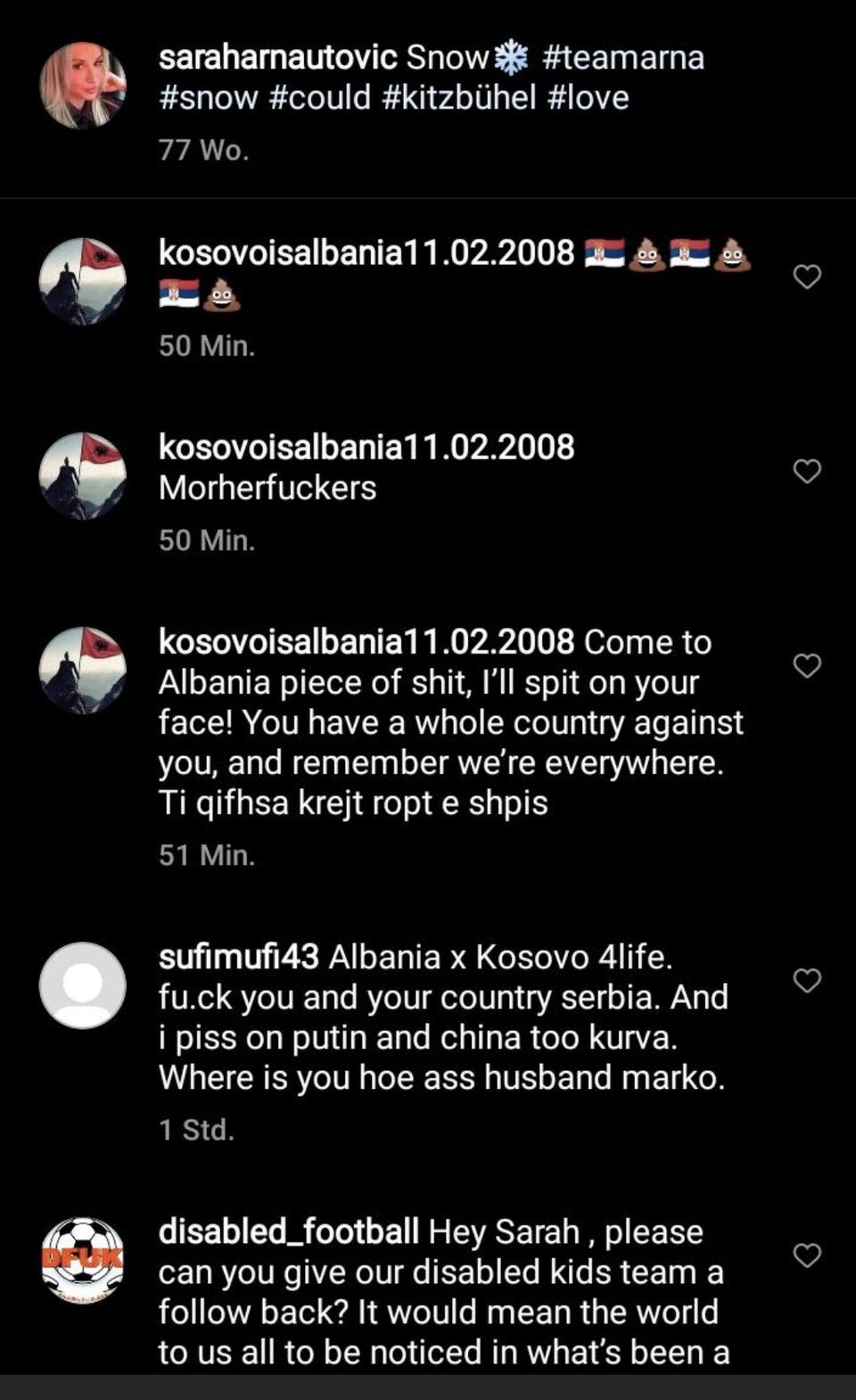 Instagram-Screenshot von @saraharnautovic