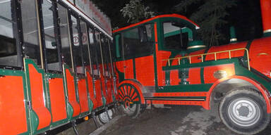 Voller Bummelzug rutschte von Straße