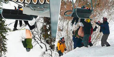 Nackt-Alarm am Skilift