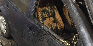 Feuer-Inferno: Auto brennt in Wien komplett aus