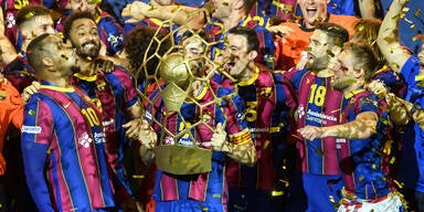 FC Barcelona jubelt &uuml;ber den Sieg in der Handball-Champions-League