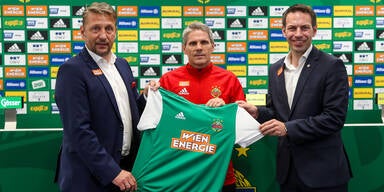 Rapids Erfolgstrio: Zoki Barisic, Didi K&uuml;hbauer und Christoph Peschek