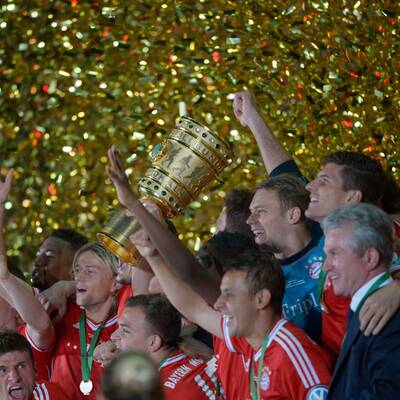 So feiern die Bayern den Pokal-Titel