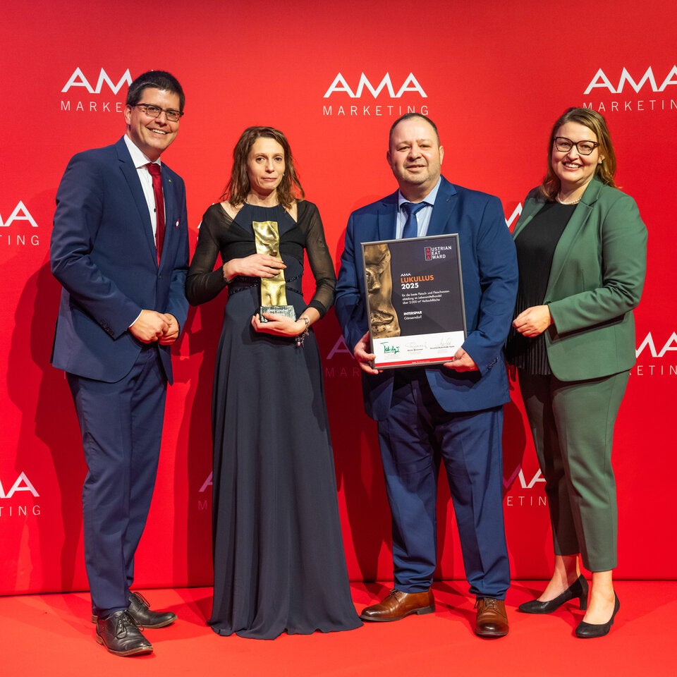 AMA-Marketing Aufsichtsrat Lorenz Mayr, Feinkost-Abteilungsleiterin Elisabeth Kaspar, Gebietsleiter Helmut Pfeiffer, AMA-Marketing Geschäftsführerin Christina Mutenthaler-Sipek