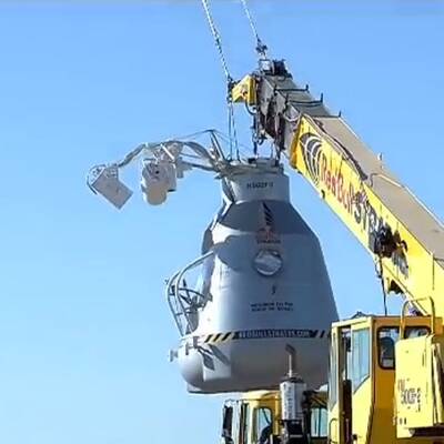 Felix Baumgartner auf dem Weg zur Stratosphäre