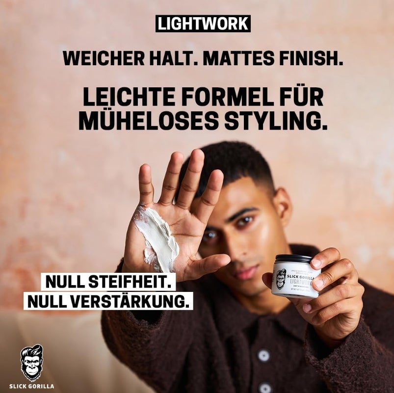 Slick Gorilla Lightwork Matte Hair Clay für Männer 75 ml | Mattes Finish 