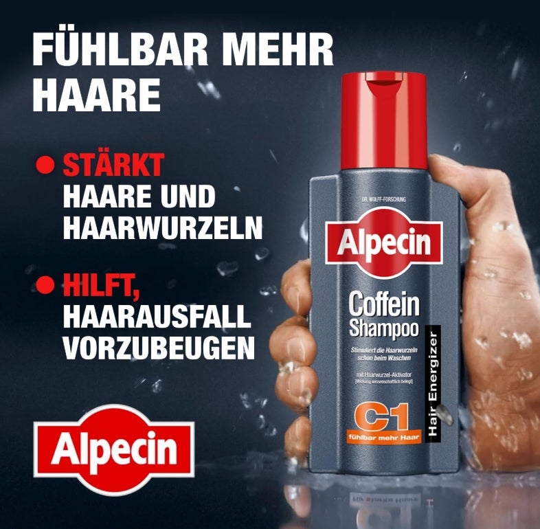 Alpecin Coffein-Shampoo C1, 2 x 600 ml - Haarwachstum stimulierendes Haarshampoo gegen erblich bedingten Haarausfall bei Männern 