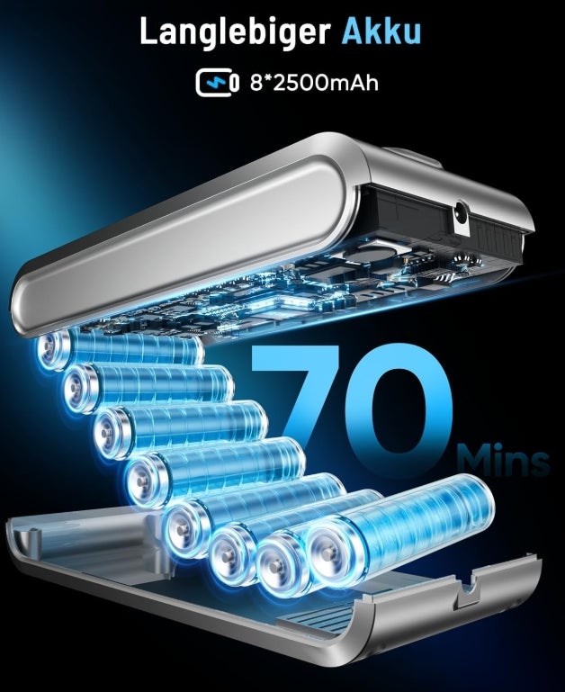 Akku Staubsauger, 50KPA/600W/70Mins Staubsauger Kabellos mit Selbststehend, 1,8L Großer Staubbecher, Anti-Tangle-Bürste, 8-stufiges Filtersystem Grünes Licht für Hartböden Teppiche Tierhaare