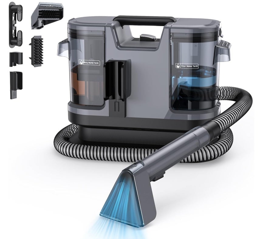 Lubluelu Nasssauger Polsterreiniger Gerät, 600 W - 18 kPa Teppichreiniger Waschsauger, tragbares Teppich-Reinigungsgerät mit Selbstreinigung und langem Schlauch für Teppiche, Sofas & Auto-Innenräume 